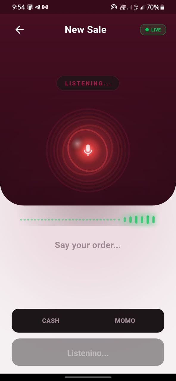 AI voice checkout screen in Makola AI